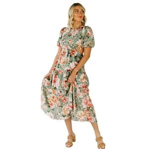 Blu Pepper The Branson Cutout‎ Floral Maxi Dress Size Small